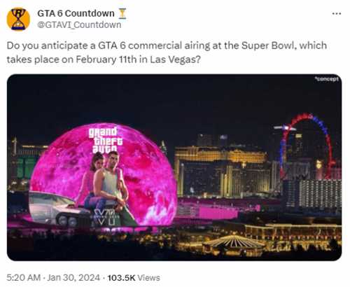 外网热议:《GTA6》会在下月的超级碗上打广告吗?