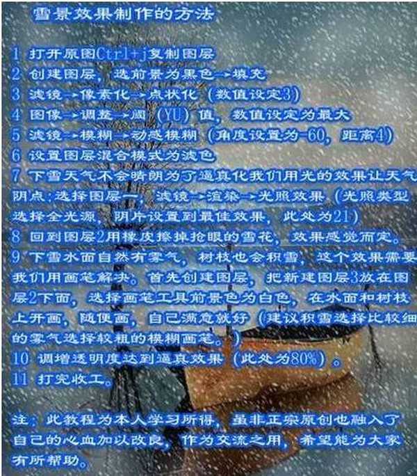 photoshop快速为图片添加雨雪效果