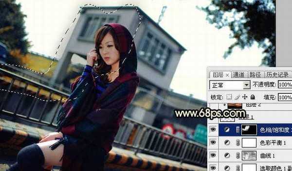 Photoshop为天桥下的人物加上暗色霞光效果教程